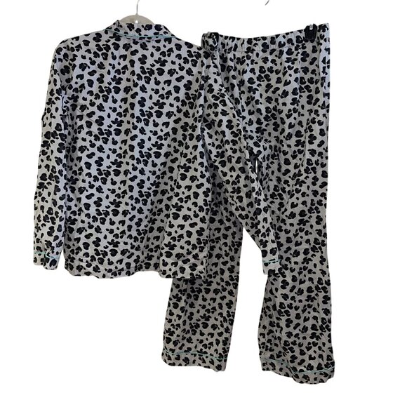 Nordstrom Womens Pajama Set Size Large Gray Animal Print Casual Pure Cotton - Picture 2 of 7